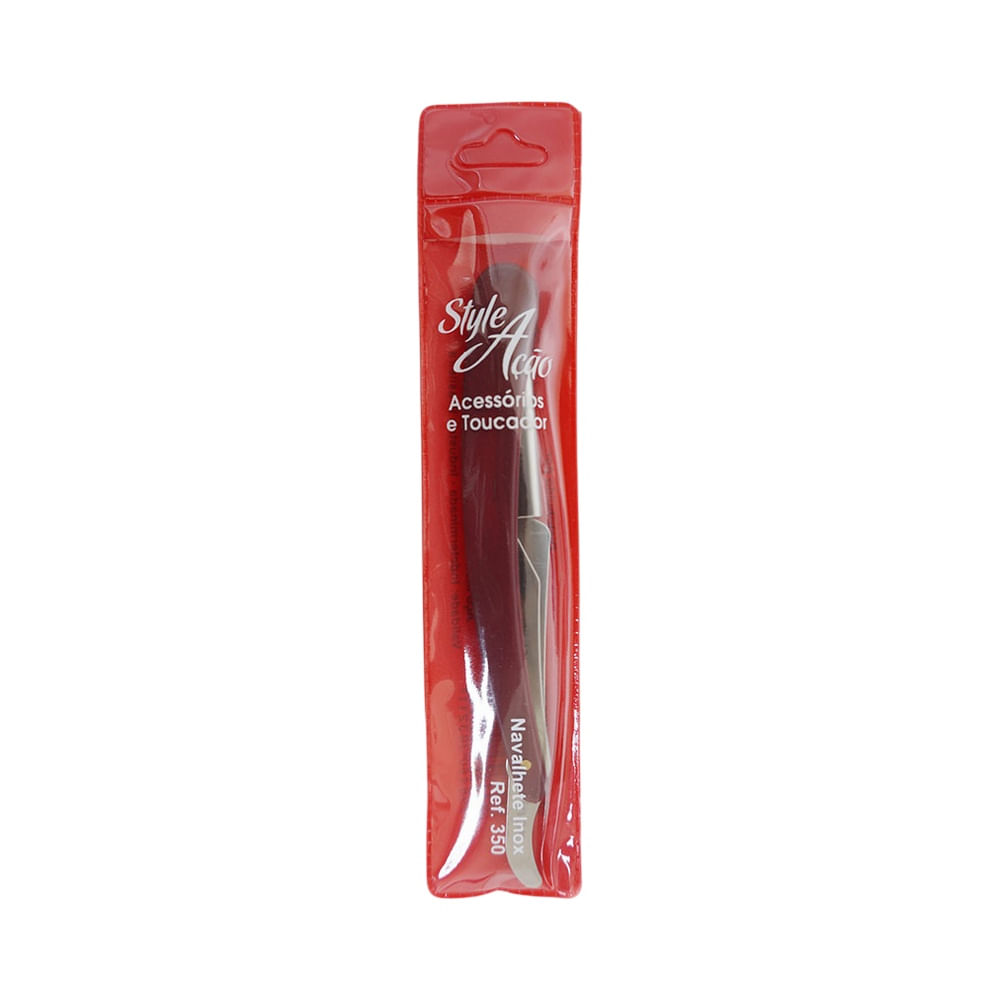 Navalhete Style e Ação Inox 350 em embalagem plástica vermelha transparente